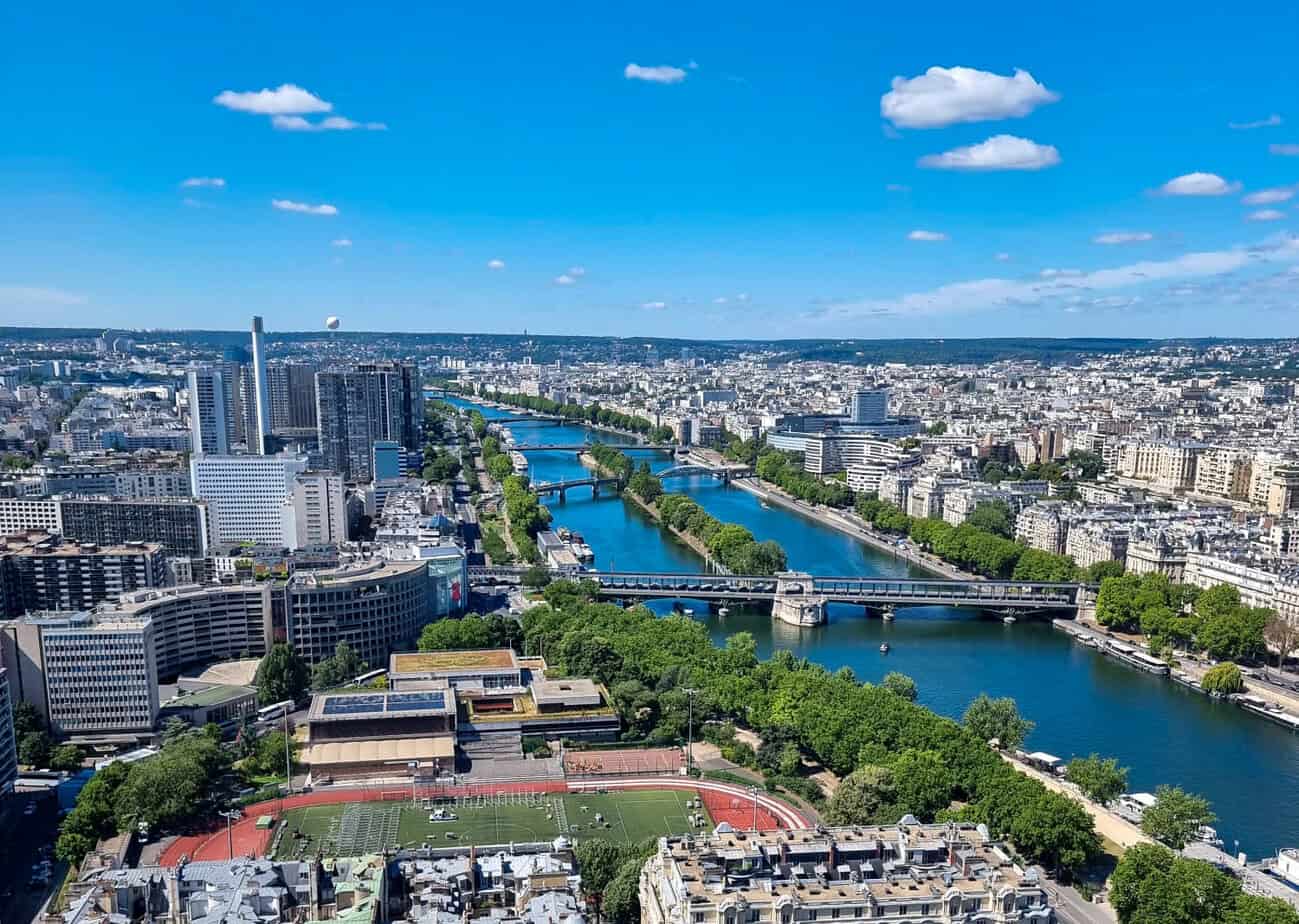 View from the 2nd floor of the Eiffel Tower- a great addition to a 3 days in paris itinerary