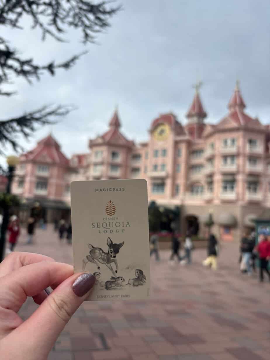 Disney Sequoia Lodge MagicPass outside the hotel at Disneyland Paris